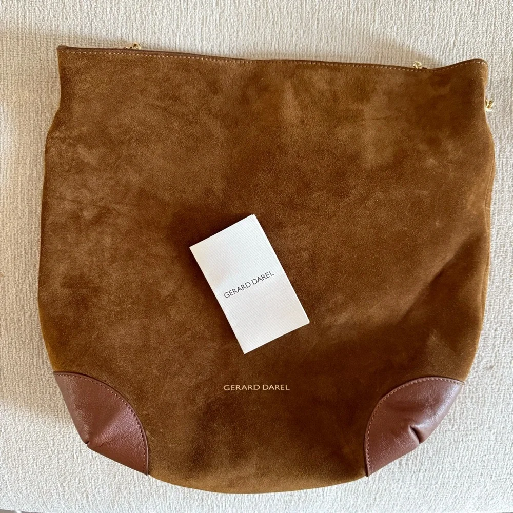 Gerard Darel Suede Leather Hobo Bag Le Charlotte Amber